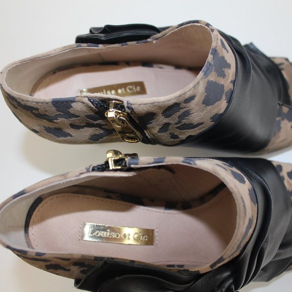 Louise et Cie Lo Idola Open Toe Bootie Heeled Boot Leopard Women Shoe 7 NEW FLAW - Picture 10 of 13